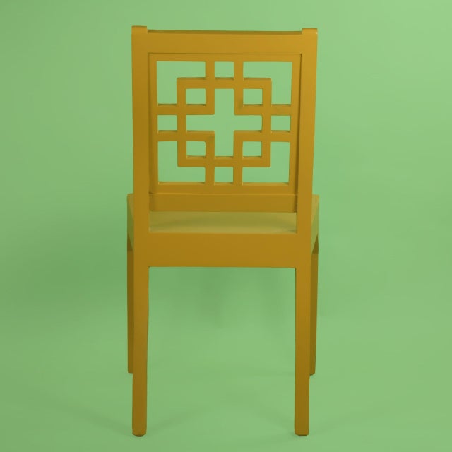 1960s Mustard Fretwork Desk Chair For Sale - Image 4 of 4