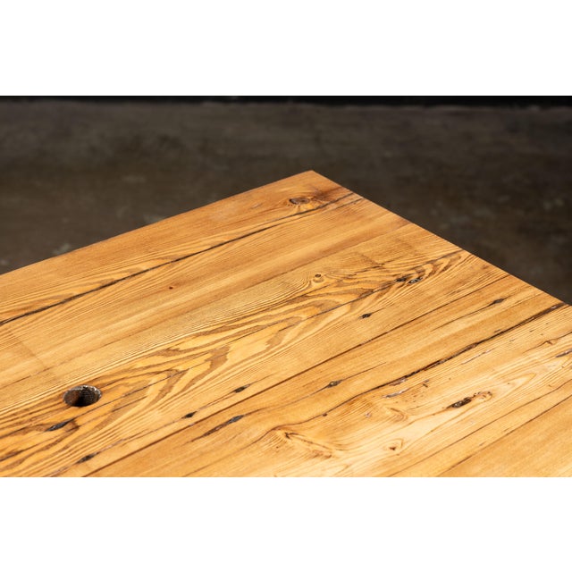 Industrial Oak Table on Antique Cast Iron Base For Sale - Image 10 of 14