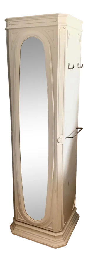Bright White Rotating Mirrored Jewelry Armoire