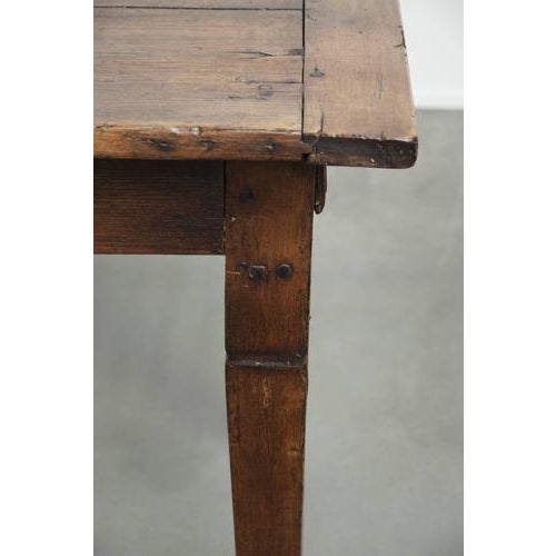 Antique Oak Dining Table with Walnut Top and Drawer For Sale - Image 12 of 14
