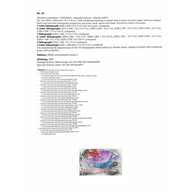 Marc Chagall Marc Chagall Limited Edition Original Color Lithograph, 1957 With Archival Frame Included For Sale - Image 4 of 4