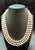 Modern 8mm Akoya Japanies Pearl Triple Strand Choker Necklace, 18k White Gold & Diamond For Sale - Image 3 of 8