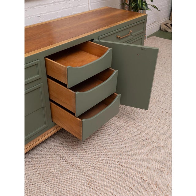 Mid 20th Century Mid 20th Century Sage Green Vintage Dresser For Sale - Image 5 of 12
