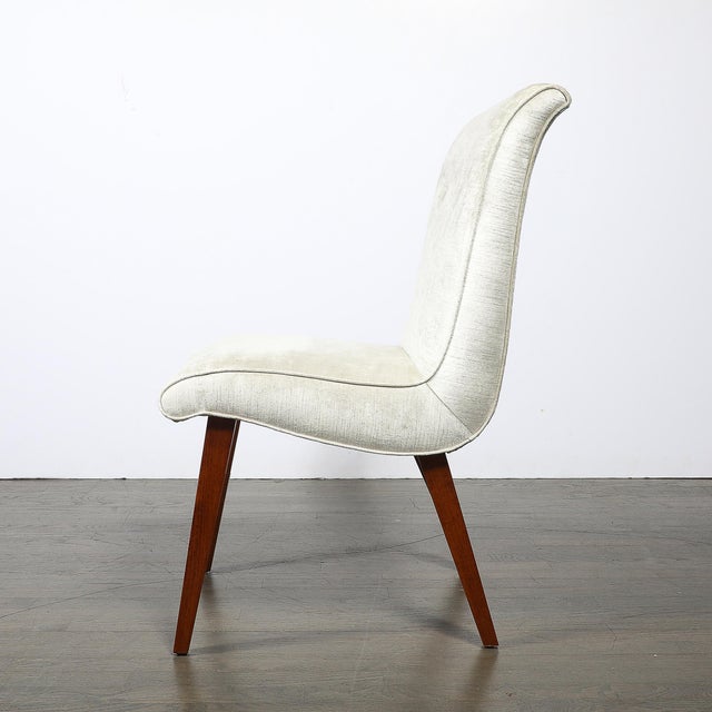 Art Deco Button-Back Velvet & Walnut Chair by Russel Wright for Conant Ball For Sale In New York - Image 6 of 12