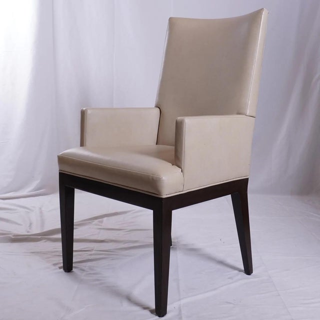 Cream Attributed to A. Rudin Chairs With Holly Hunt Faux Leather, Set of 6 For Sale - Image 8 of 9