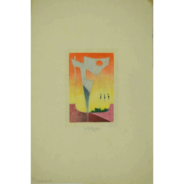 Contemporary Leo Guide, Abstract Composition, Drawing, 1985 For Sale - Image 3 of 3