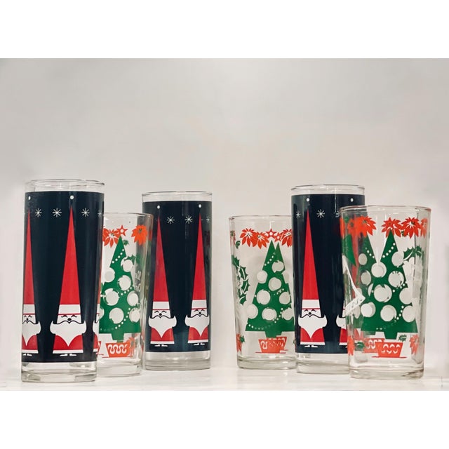 Santa glasses measure 6 inches tall and 2 1/2 inches wide. Christmas tree glasses message 5 inches tall and 2 3/4 inches...