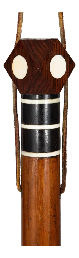 Fine Rare Inlaid Rosewood Dodecahedron Cane Walking Stick