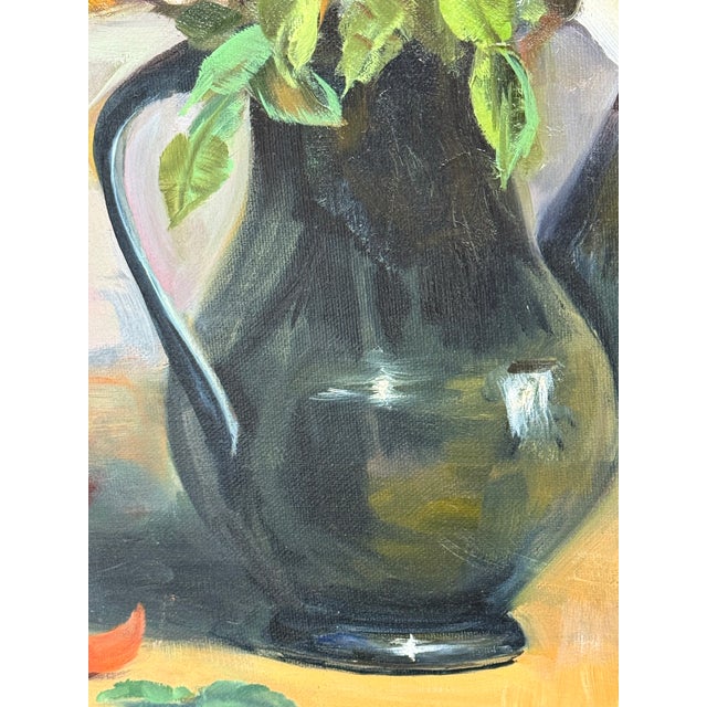 Late 20th Century Catherine Yates "Colored Roses" Oil on Canvas For Sale - Image 5 of 11