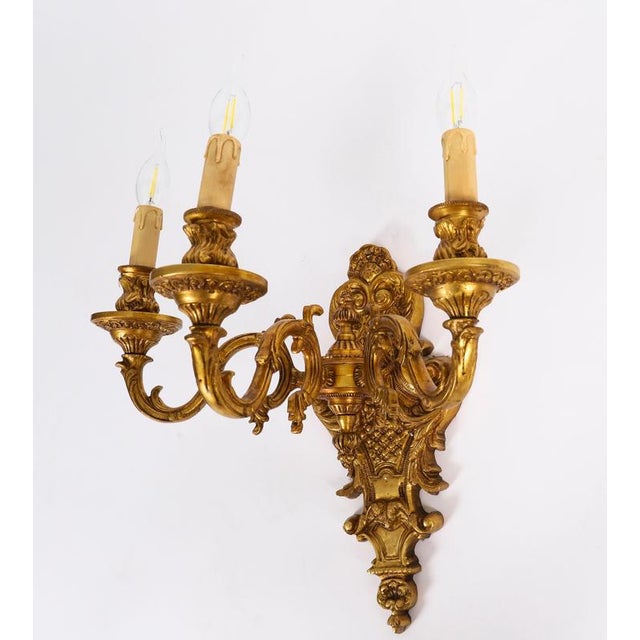 Baroque Antique French Gilt Bronze Ormolu Wall Lights, 1890s, Set of 8 For Sale - Image 3 of 15