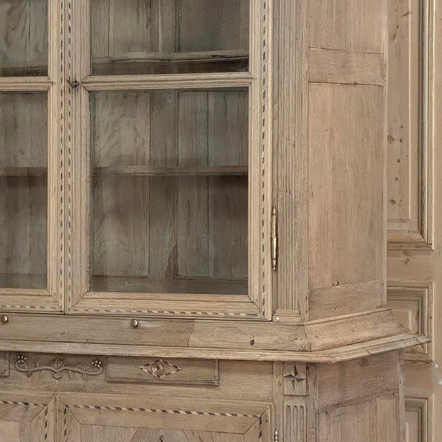 18th Century Louis XVI Inlaid Stripped Oak Bookcase ~ Bibliotheque For Sale - Image 9 of 18