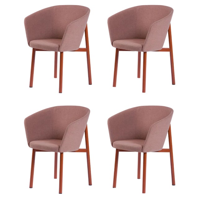 Dusty Pink Residence Bridge Armchairs by Jean Couvreur for Kann Design, Set of 4 For Sale