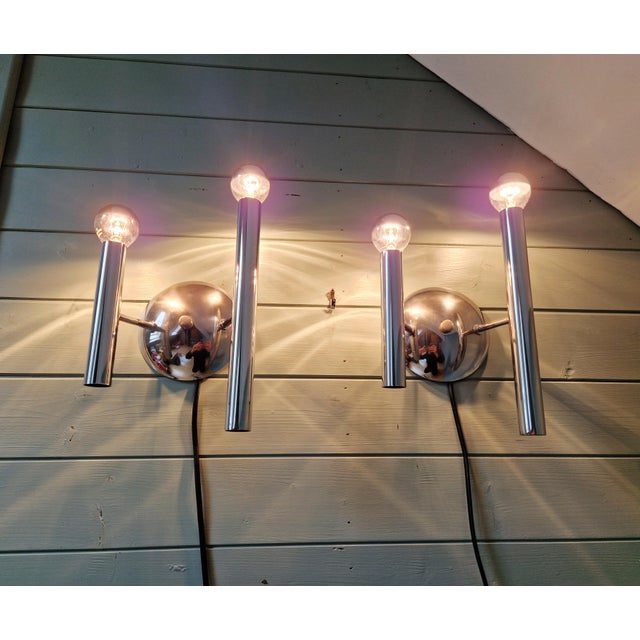 Space Age Wall Sconces in Chromed Metal by G. Sciolari, 1970, Set of 2 For Sale - Image 9 of 12