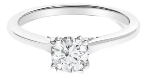 14K White Gold 7/8 Cttw Lab Grown Diamond Solitaire Cathedral Style Engagement Ring (F-G Color, VS1-VS2 Clarity) - Size 10