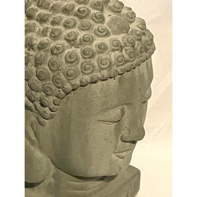 Art Deco Buddha Head Statue Bust Sculpture For Sale - Image 3 of 7
