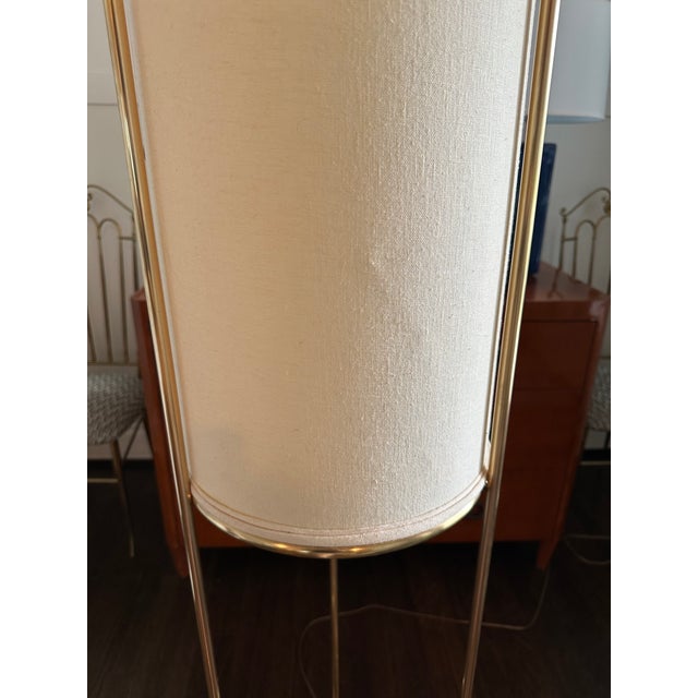 1950s T. H. Robsjohn-Gibbings Brass Tripod Floor Lamp Style #215 For Sale - Image 10 of 12