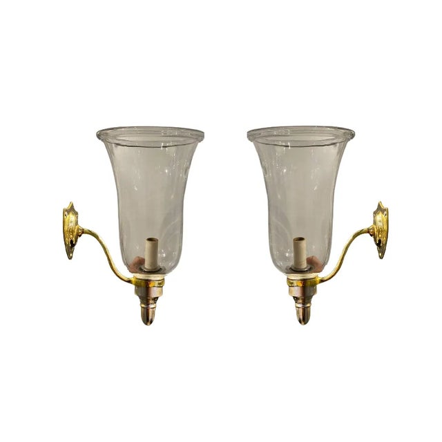 1900s Hurricane Glass Sconces - a Pair For Sale In New York - Image 6 of 6
