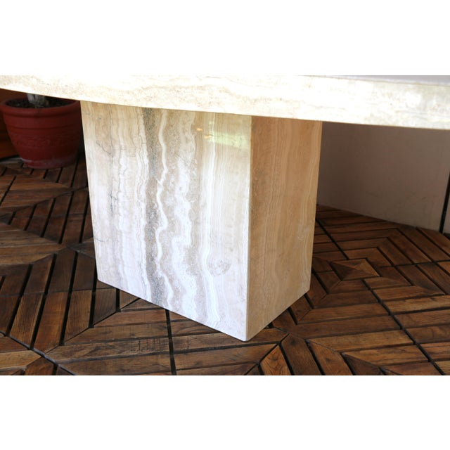 1980s Mid-Century Italian Postmodern Beige Marble Dining Table For Sale - Image 16 of 18
