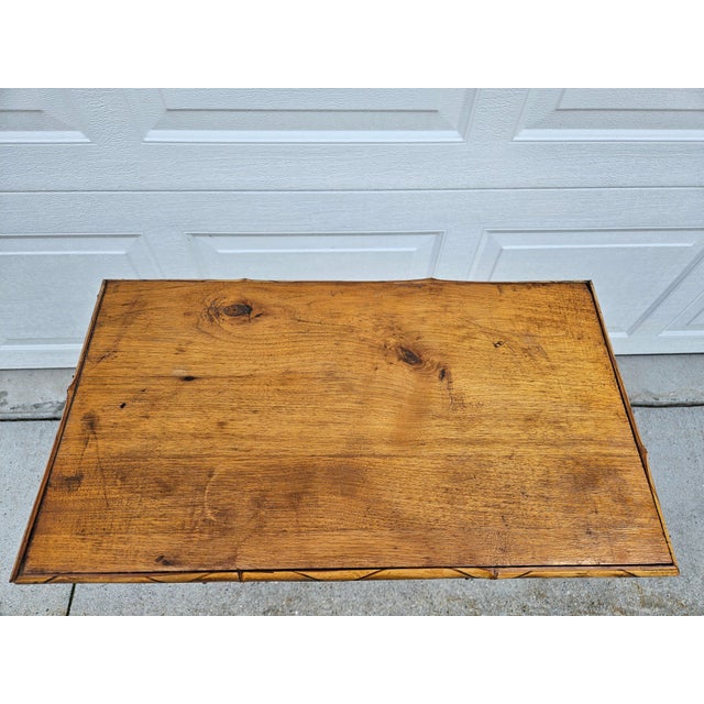 Wood Burnt Bamboo and Wood Side Table For Sale - Image 7 of 17