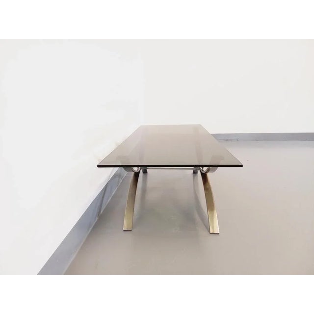 Vintage Coffee Table in Glass and Chromed Metal, 1970s For Sale - Image 4 of 9