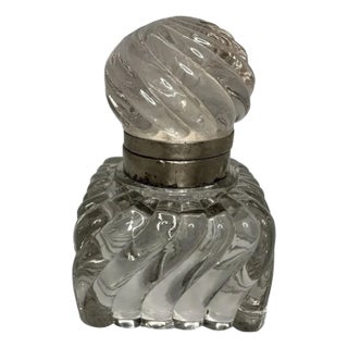 Victorian Swirled Glass Inkwell: Antique Desk Decor For Sale