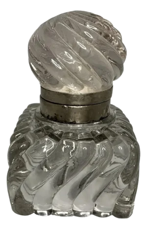 Victorian Swirled Glass Inkwell: Antique Desk Decor