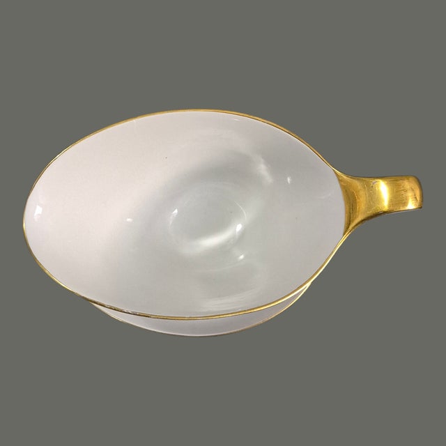 White Elegant Vintage Art-Deco Bavaria Germany Fine Porcelain Gilded Gravy Boat For Sale - Image 8 of 9