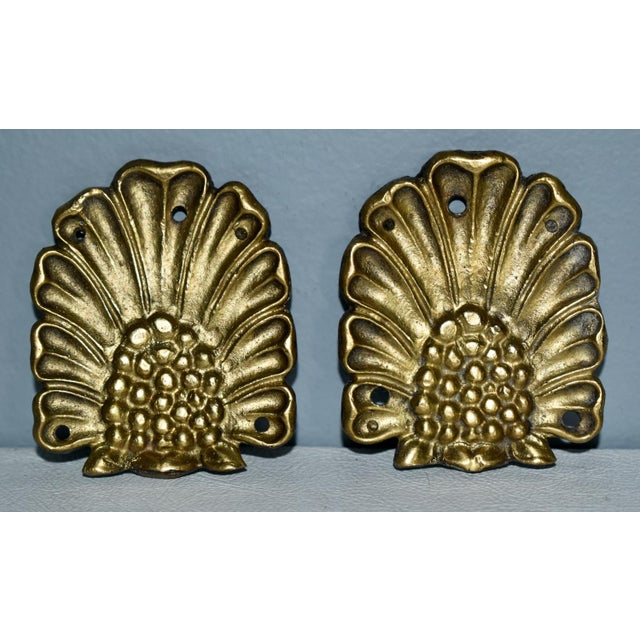 Brass Vintage Pair of Brass Shell Motif Ormolu For Sale - Image 8 of 9