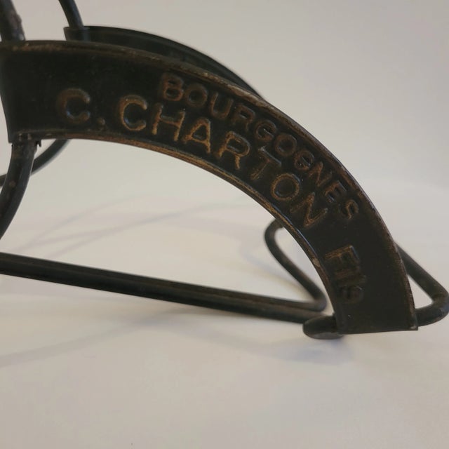 Antique Metal Wine Bottle Holder For Sale In San Diego - Image 6 of 13