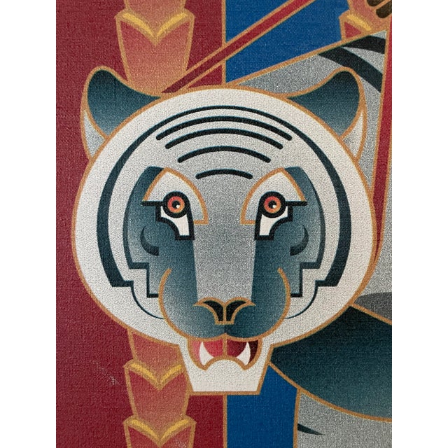 1970's Art Deco Printed Canvas "Cavalcare La Tigre" For Sale - Image 4 of 13