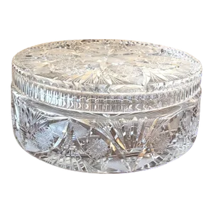1950s Mid-Century Waterford Large Leaded Crystal Decorative Centerpiece Container With Lid
