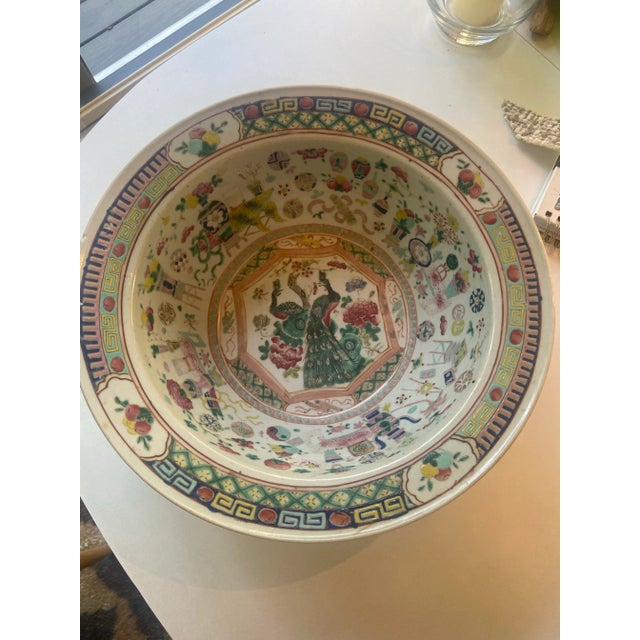 Chinese Late 19th Century Chinese Famille Rose Centerpiece Bowl For Sale - Image 3 of 10