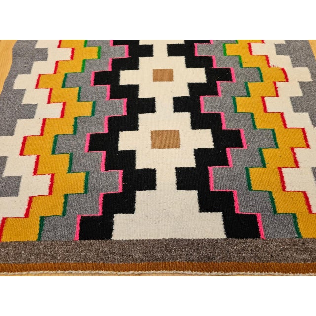Textile Vintage Navajo Rug, Eye Dazzler Pattern, Wool & Cotton, Native American Wall Art, 3x4 For Sale - Image 7 of 12