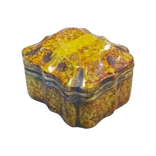 Traditional Vintage Italian Borghese Marbelized Ceramic Box For Sale - Image 3 of 9