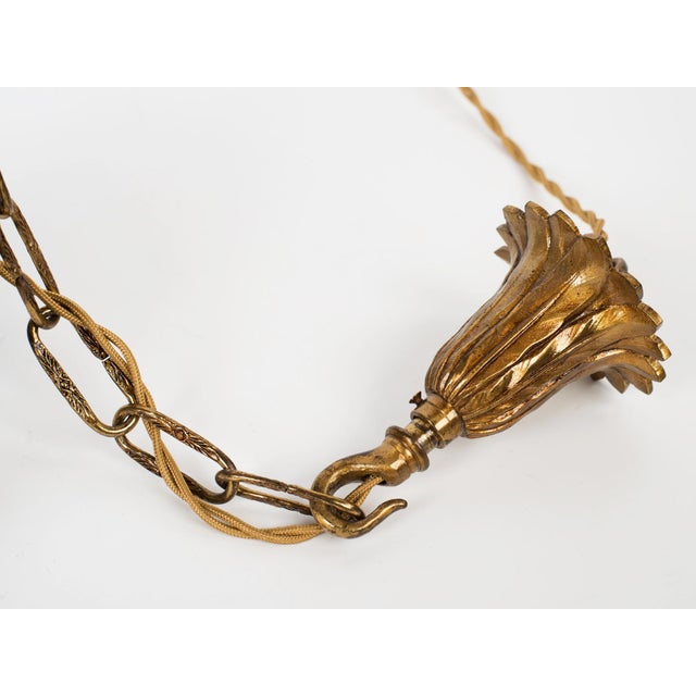 Bronze 1950s Gilt Bronze & Molded Glass Versailles Style Hall Lantern For Sale - Image 8 of 13