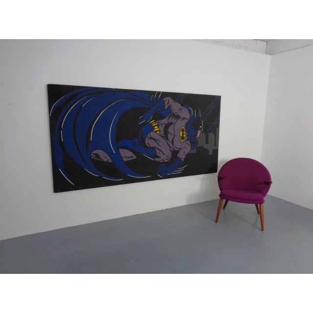 1990s American Artist, Large Batman Street Art Image, Acrylic Painting on Hardboard, 1990s For Sale - Image 5 of 18