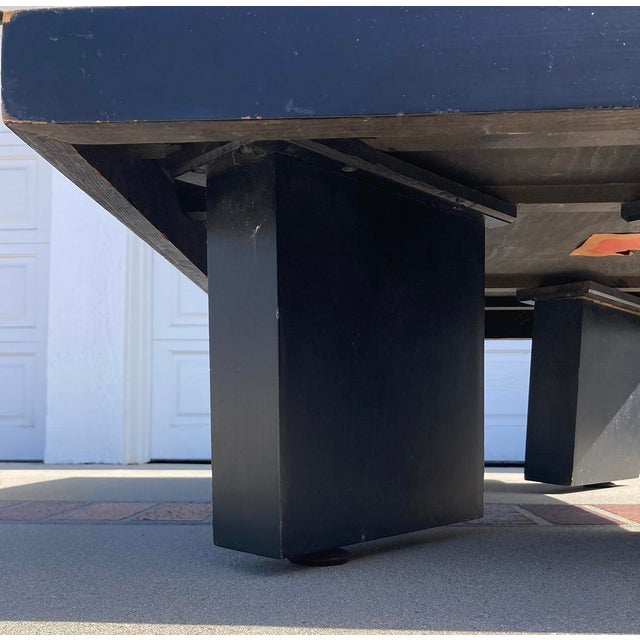 Offered here is an authentic mid-century modern block-leg architectural coffee/cocktail table designed by the iconic...
