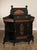 High Quality Ebonized and Foliate Carved Console Cabinet with Single Door Inlaid with Bronze Relief Panel, Open Storage...