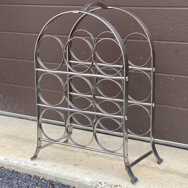Mid-Century Modern Chrome Nine Bottle Tabletop Wine Rack For Sale - Image 13 of 13
