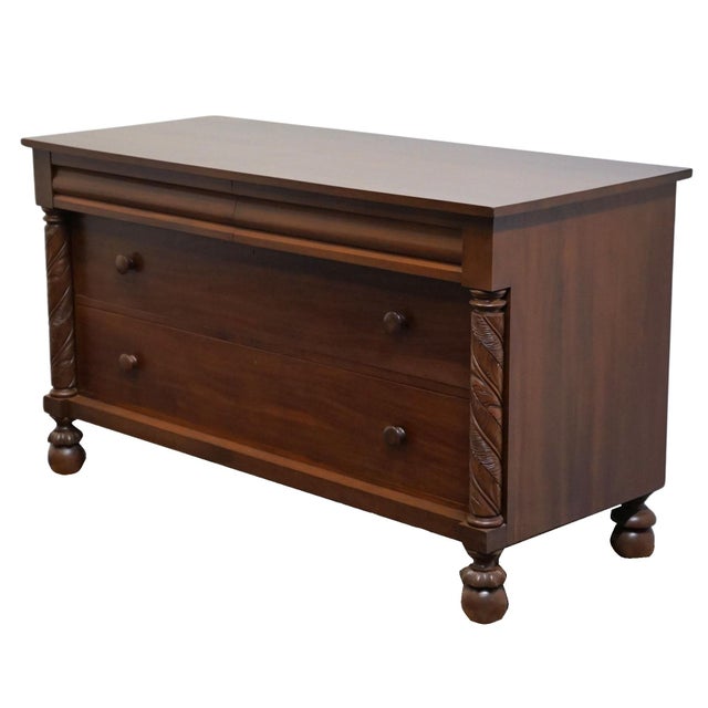 English Cowan Furniture Chicago Il Solid Cherry Traditional Empire Style 60" Three Drawer Chest For Sale - Image 3 of 10