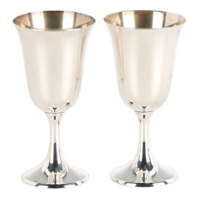 Mid 20th Century Pair Vintage Manchester '808' Sterling Goblets No Monos For Sale