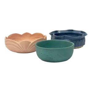 Multi Colored Matte Ceramic Serving Bowl Curation - Group of 3