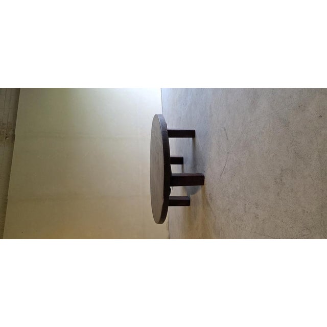 Large Round Brutalist Coffee Table in Oak, 1960s For Sale - Image 10 of 11