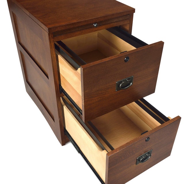 Mission Oak 2 Drawer File Cabinet W/ Writing Tray - Walnut For Sale - Image 4 of 9