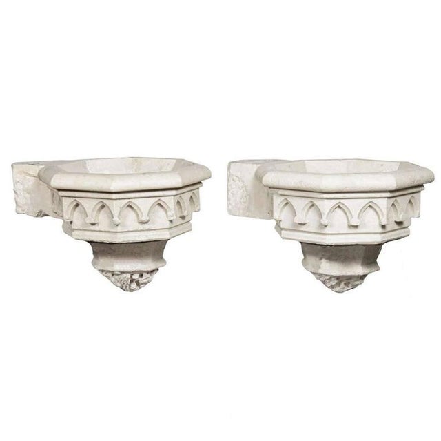 Antique Carved Stone Sinks (Stoups or Benitiers) From France, Circa 1830 - a Pair For Sale - Image 10 of 11