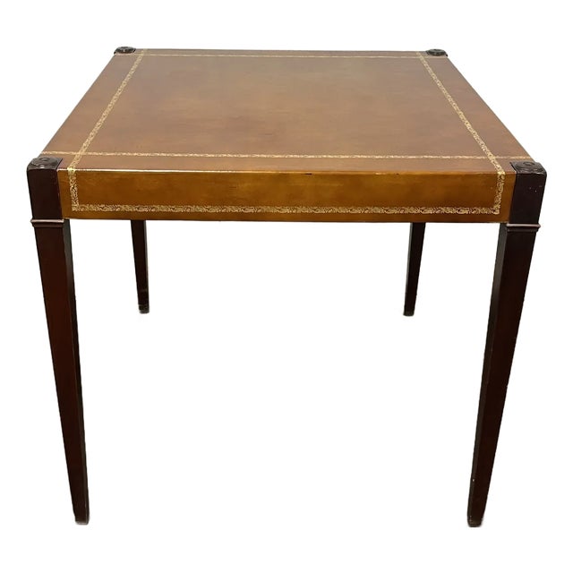 Van Sciver Tooled Leather Game Table For Sale