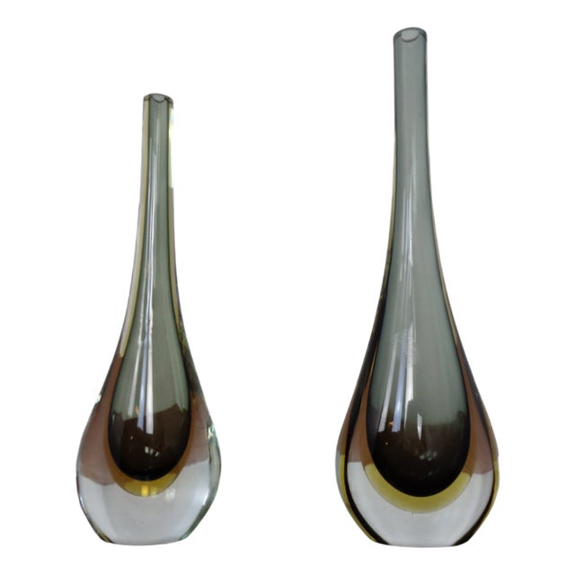 Murano Formia Glass Vases by Giuliani Mian for Fornace Mian, 1980s, Set of 2 For Sale