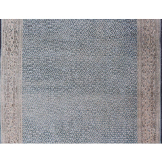 Antique Persian Tabriz Rug With Soft Light Blue Field and Fine Allover Design For Sale - Image 12 of 15