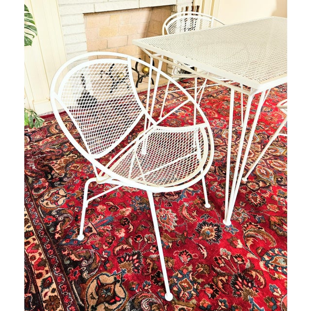 Metal MCM Atomic Radar Santorini Wrought Iron Table and Chair Set, 5 Pieces For Sale - Image 7 of 7