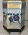 Late 20th Century Vintage Chinoiserie Reverse Painted Hexagonal Tang Horse Table Lamp With Bespoke Navy Blue Shade For Sale - Image 5 of 12